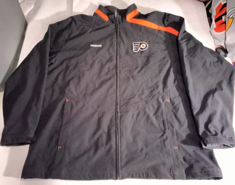 Philadelphia Flyers NHL Hockey 2XL Black Full Zip Up Reebok Jacket Cover