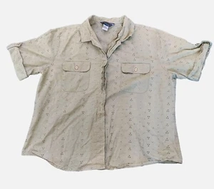 Vintage Shaver Lake Button Up Women's Shirt Roll-Up Short Sleeve Green Size XL - Picture 1 of 7