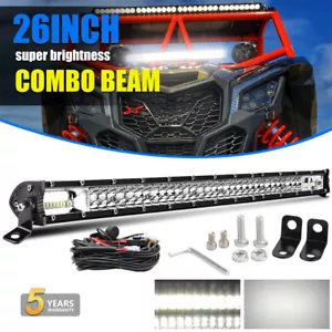 26" Dual-Row LED Light Bar Flood Spot Offroad Driving For Can-Am Maverick X3 - Picture 1 of 20