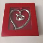Christmas Ornament 2022 Siver Heart With Wedding Rings In Middle