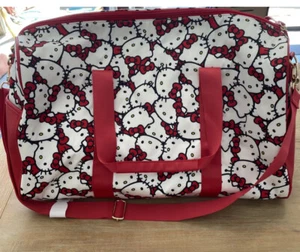 Hello Kitty Red White Design Large Bag Duffle Gold Travel Gym Carry On Luggage - Picture 1 of 7