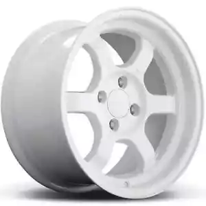 SET OF (4) 9SIX9 SIX-1 DEEP WHEELS 15X8 4X100 +20 WHITE TE STYLE CIVIC EK MIATA - Picture 1 of 17