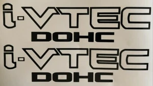 (2) Two i-VTEC DOHC Emblem BLACK Vinyl Decal Stickers FREE SHIPPING - Foto 1 di 3