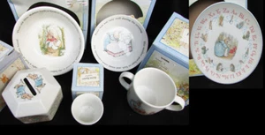 Wedgwood Peter Rabbit choice item 2 handle cup, cereal bowl, bank, eggcup plate - Picture 1 of 7