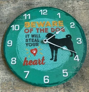 "Beware of Dog, It Will Steal Your Heart" Wall Clock – Free Shipping - Picture 1 of 2
