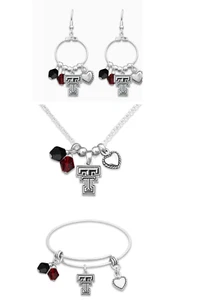 Juego de 3 collar, pulsera y pendientes Texas Tech Red Raiders Haute Wire - Imagen 1 de 4