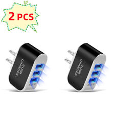 2PC Universal 3.1A Triple USB 3 Port Wall Home Travel AC Charger Adapter US Plug