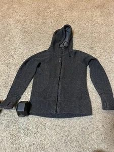 Reebok Jacket Hoodie Sz S SMALL Boys Black Gray Hood Full Zip Warm - Picture 1 of 5