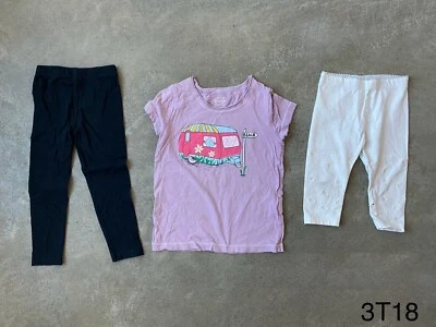 LOTE (3) Camisa y Leggings Camper Niñas Talla 3T Púrpura - Mini Boden - Carter’s Foto 1 de 4