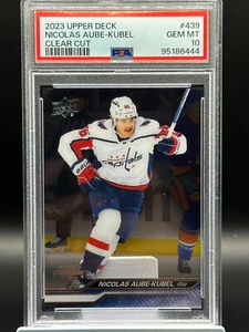 2023-24 Upper Deck Nicolas Aube-Kubel Clear Cut #439 Capitals PSA 10 POP 1 - Picture 1 of 2
