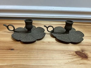 Vintage Flower Shaped Brass Metal Candlestick Holder Night Lamp Made in Italy - Picture 1 of 9