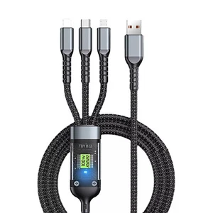 Câble de Charge Rapide Universel 3en1 100w Câble Multichargeur Rapide Câble - Photo 1 sur 13