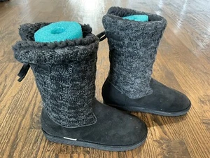 Muk Luks Cozy Winter Knit Tops Pull On Mid Calf Boots WPL6134 Black Women's 9 W - Picture 1 of 11