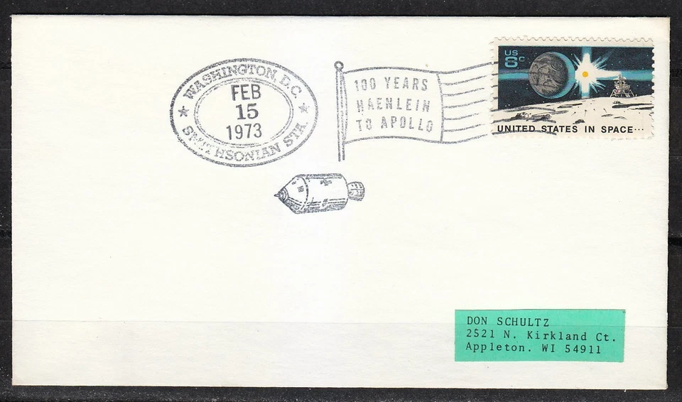 United States 1973 Feb 15 space cover From Ballon Haenlein to Apollo NASA - Image 1 of 1