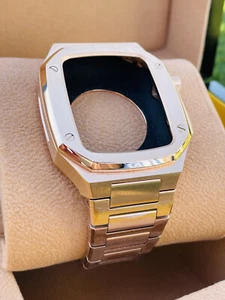 Boîtier personnalisé plaqué or rose 24 carats pour Apple Watch série 4 5 6 44 mm - Photo 1 sur 12