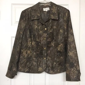 Erin London Snakeskin Print Trendy Corduroy Jacket Blazer Metallic Sz M - Picture 1 of 3