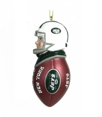 SCOTTISH CHRISTMAS NFL Wilson Football Helmet Head NY New York Jets 3" Christmas Tree Ornament NTW