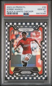 2023-24 Panini Prizm Kobbie Mainoo #38 Black White Checker PSA 10 Rookie United - Picture 1 of 3