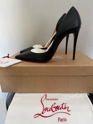 正品 Christian Louboutin Iriza 黑色皮革 Nappa 闪亮泵 38/美国 8 — 第 1/4 张图片