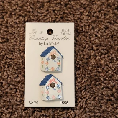 Birdhouse Buttons  Total of 2 Buttons NEW NOS - Image 1 of 3