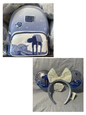 NEW Disney Loungefly Star Wars Hoth Echo Base AT-AT Mini Backpack & Minnie Ears Foto 1 de 4