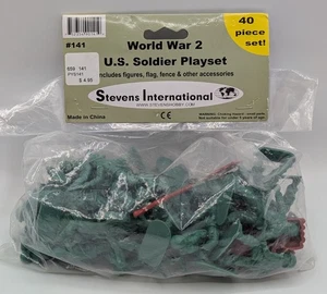 WW2 USA American Toy Plastic Soldier Playset 40 Pieces Figures & Accessories - Picture 1 of 4