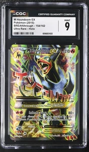 CGC 9 MINT M Houndoom EX 2015 BREAKthrough 154/162 Ultra Rare Holo Pokemon Card - Picture 1 of 2