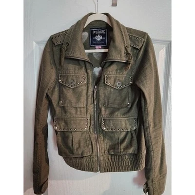 Chaqueta Militar Victoria's Secret Love ROSA Verde Utilitaria Mediana Y2K Años 90 Tachonada Foto 1 de 4