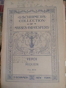 Giuseppe Verdi 1895 Presents Requiem Song book/Sheet Music G Schirmer Publishing - Picture 1 of 4