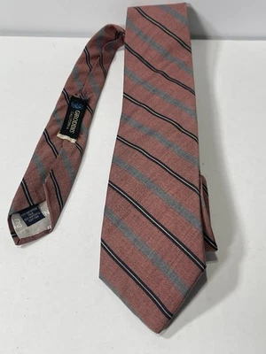 Corbata Givenchy Caballeros París Roja Gris Rayas Seda Mezcla Algodón Vintage Foto 1 de 4