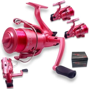 2 NGT MAX 60 PINK Free Runner Reel 10lb Line Spinning 2BB Carp Coarse Fishing - Picture 1 of 4
