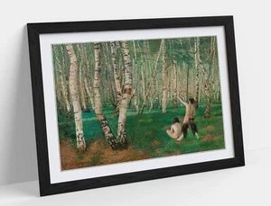 KARL MEDIZ, THE BIRCH FOREST -FRAMED WALL ART POSTER PAPER PRINT - Picture 1 of 11