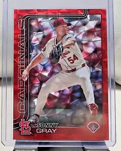 2025 Topps Series 1 #306 Sonny Gray Red Diamante Parallel /5 Cardinals - Picture 1 of 2