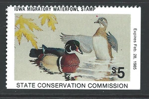 Bigjake: #IA-13, $5,00 patos de madera, sello de pato de Iowa 1984 - Imagen 1 de 2