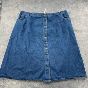 Woman Within Skirt Womens Plus 32W Denim Jean Button Front A Line Knee Length - Picture 1 of 7