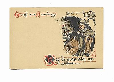 Grußkarte-Scherzkarte-Farblitho Aus Hamburg- Plattdeutsch- Original Vor 1900- • 4.90€