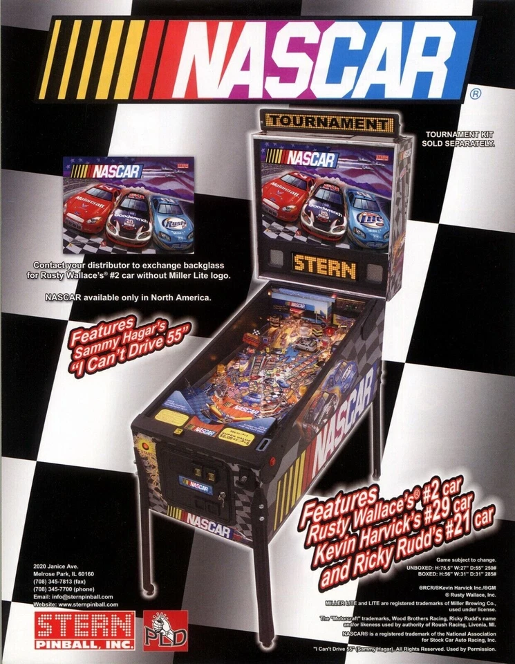 2005 STERN NASCAR PINBALL FLYER - Image 1 of 2