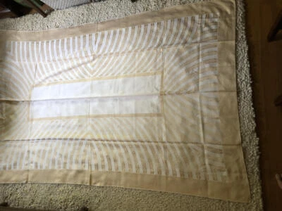 Fantastic Large 64" x 96" Rectangular  Gold Chevron Leaf Print Tablecloth - Image 1 of 4