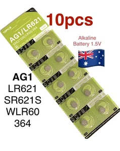 10 X SR621SW AG1 LR621 LR60 364 Button Batteries 1.5V Alkaline Cell EXP 12/2028 - Picture 1 of 2