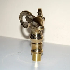Brass goat handle style head golden finish collectible walking cane top vintage - Picture 1 of 4