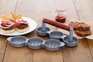 Triple Mini Burger Press Hamburger Maker Non Stick Aluminium Beef Patty Meat BBQ - Picture 1 of 3