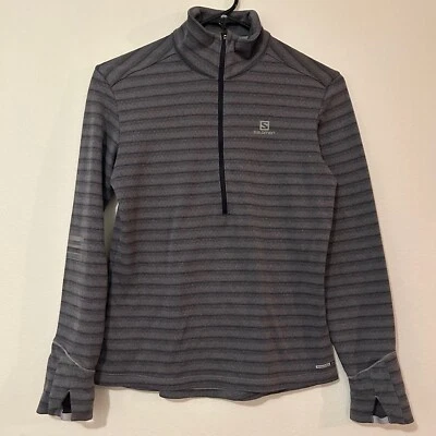 Salomon gray striped lightning half zip long sleeve top women size medium Foto 1 de 4