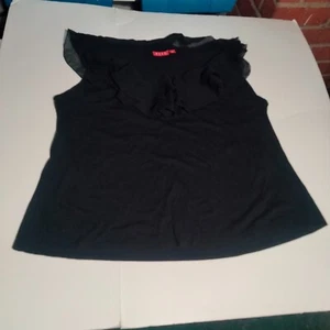 Elle black sleeveless ruffle neck top blouse 2X women's - Picture 1 of 6