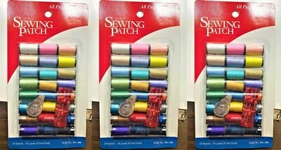 LOT OF 3 Allary Sewing Patch All Purpose Thread - 24Ct + Needles & Threader - Image 1 of 2