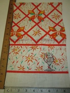 Vintage Linen Fabric Kitchen Dish Towel with Butterfly Design ~ NOS ~  Free Ship - Picture 1 of 7