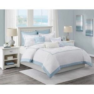 Harbor House 3-Pcs PALMETTO BAY Comforter Set, FULL/QUEEN,blue/white,Embroidered - Picture 1 of 2