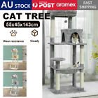 Grey Road Cat Tree Tower Scratching Post Scratcher Cats Condo House Bed 143cm
