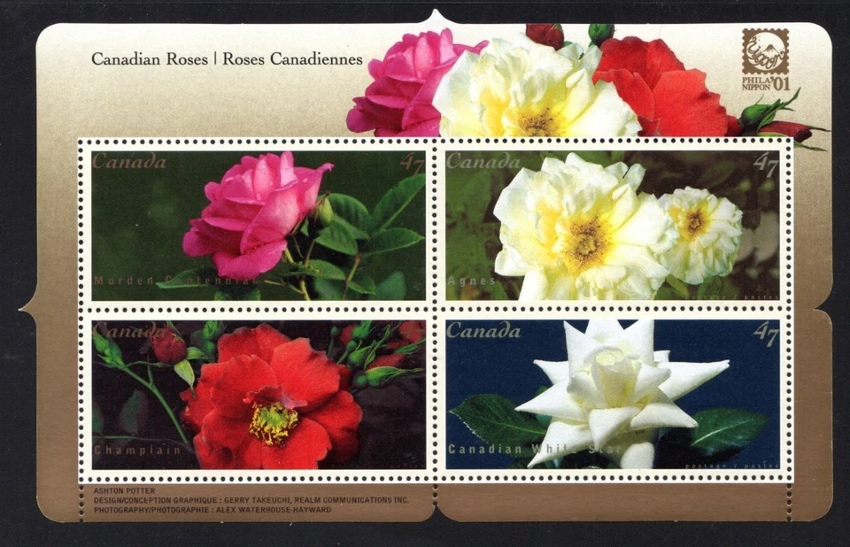 HOJA DE RECUERDO CANADÁ COMO NUEVA - MUY BUEN ESTADO - SCOTT NO. 1910 - ROSAS - 2001 Foto 1 de 1