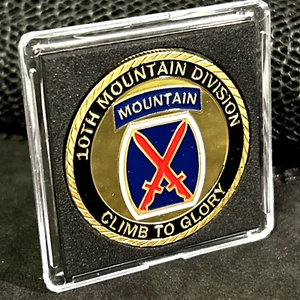"Moneda de Desafío de la 10a División de Montaña - Ejército de los Estados Unidos ""Sube a la Gloria"" con Estuche ¡NUEVO! - Imagen 1 de 15