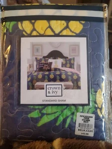 Crown & Ivy Standard Pillow Sham 20x26 Blue Pineapples Exclusive For Belk - A1 - Picture 1 of 4